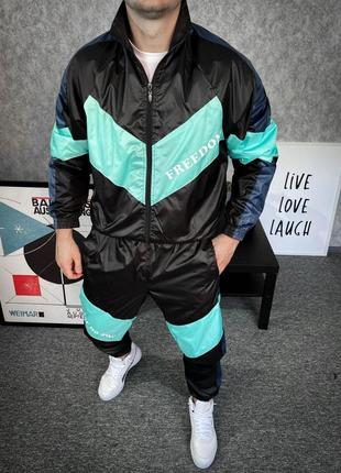 Черный мужской спортивный костюм олимпийка штаны