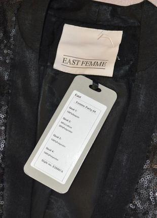 Брендовый черный пиджак жакет блейзер с карманами east femme паетки этикетка4 фото