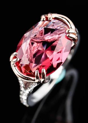 Кільце ювелірне сплав покрите золотом 18 каратів білим і рожевим  кристалом сваровски