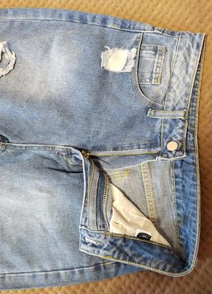 Женские синие потертые джинсы shein5 фото