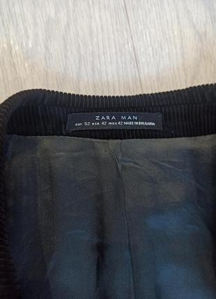 Мужской классический пиджак zara man, темно-коричневый, вельвет, 52 р.7 фото