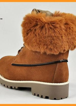 Зимні напівчоботи жіночі коричневі з хухом черевики руді (розміри: 36)3 фото
