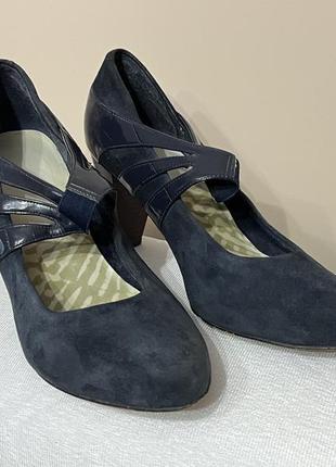 Замшевые туфли на каблуке 39, 25-25,5см ✔️натуральная кожа4 фото