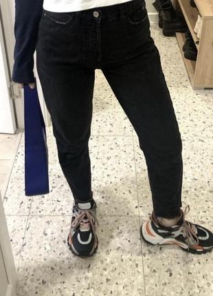 Zara в наличии серо черные базовые женские джинсы штаны размер 34 xs/s оригинал zara  прямие