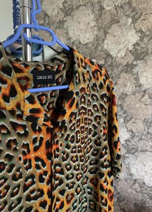 Леопардова шведка теніска сорочка з коротким рукавом віскоза