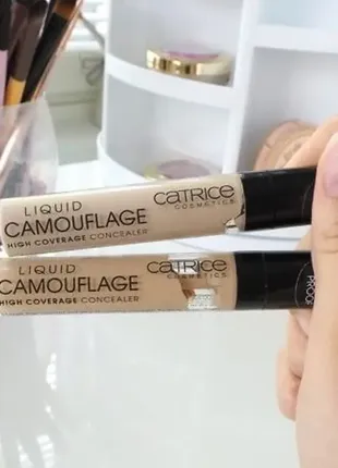 Рідкий консилер від бренду catrice (catrice liquid camouflage high coverage concealer)7 фото