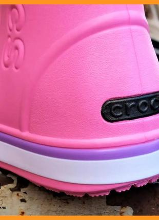 Женские резиновые полусапожки crocs розовые сапоги кроксы теплые зимние (размеры: 36)10 фото