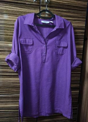 Рубашка льняная фиолетовая бонпирикс bonprix2 фото