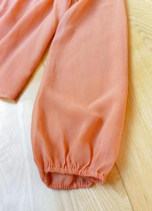 Сюшикарная шифоновая блуза с объёмными рукавами свободного кроя  / нарядная персиковая кофта / футболка /  сорочка  /3 фото