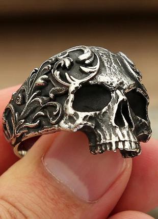 Мужское стальное кольцо caesar перстень из медицинской нержавеющей стали 316l с черепом 191 фото