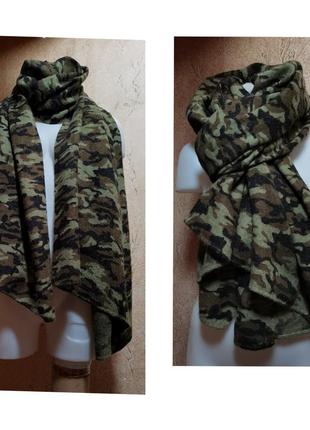 Длинный широкий тёплый шарф камуфляж палантин с принтом камуфляж шарф милитари 206/932 фото
