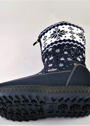 Зимові жіночі дутики чоботи на хутру теплі сині (розміри: 36)5 фото