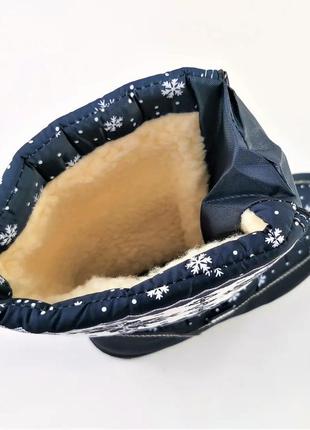 Зимові жіночі дутики чоботи на хутру теплі сині (розміри: 36)6 фото