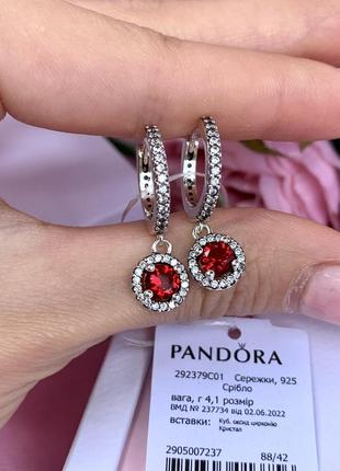 Серьги пандора серебро 925 серьги pandora хупы «красный круг» серьги кольца конго оригинальные серьги пандора новые бирка пломба3 фото