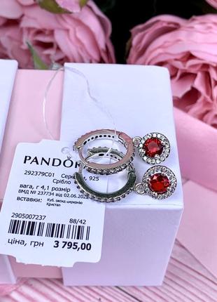 Серьги пандора серебро 925 серьги pandora хупы «красный круг» серьги кольца конго оригинальные серьги пандора новые бирка пломба7 фото