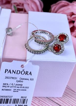 Серьги пандора серебро 925 серьги pandora хупы «красный круг» серьги кольца конго оригинальные серьги пандора новые бирка пломба