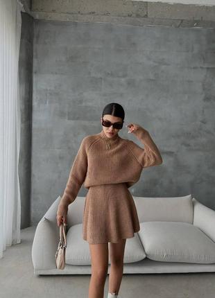 Костюм свитер + юбка ангора вязкая деми свободный 3 цвета1 фото
