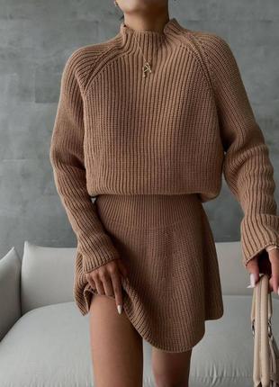 Костюм свитер + юбка ангора вязкая деми свободный 3 цвета2 фото