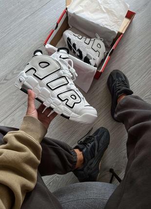 Кроссовки мужские, женские nike air more uptempo white black белые / черные, найк аир мор аптемпо