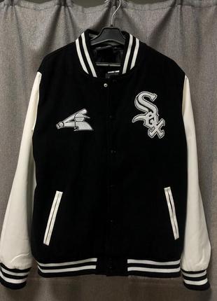 Кожаный бомбер new era chicago white sox