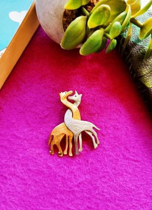 Брошь две жирафа, ultra craft, винтаж