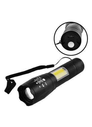 Кишеньковий ліхтарик police bl-1831-t6 cob зарядка від microusb чорний (bl1831t6)