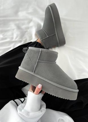 Женские угги ugg ultra mini platform cool grey suede