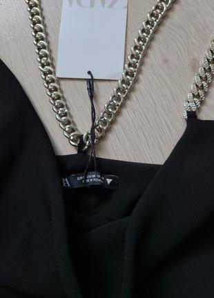 Сукня чорна сарафан металеві шлейки вечірнє ошатне zara m 8342/3305 фото