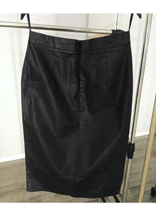 Черная кожаная юбка карандаш2 фото