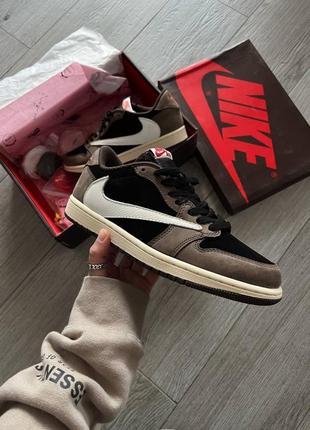 Кроссовки женские, мужские nike air jordan 1 retro low og sp travis scott найк аир джордан