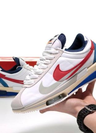 Мужские кроссовки nike sacai zoom cortez white red 41-42-43-44-45