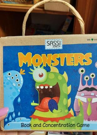 Sassi junior monsters карточная настольная игра лото детская монстры и книга комплект набор для детей