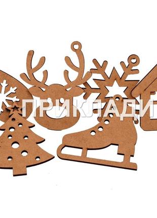 Новогодняя елочная игрушка из мдф "олень со звездочкой" украшение на ёлку деревянная фигурка 9 см3 фото