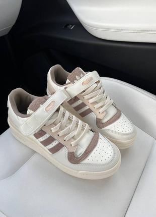 Женские кроссовки кожаные adidas forum 84 low white brown адидас форум низкие2 фото