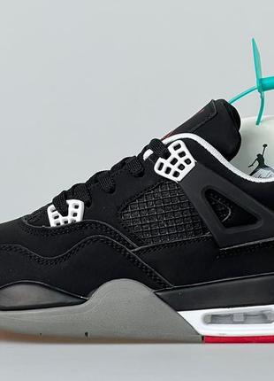 Кроссовки подростковые nike air jordan 4 retro.найк джордан 4 черные 36