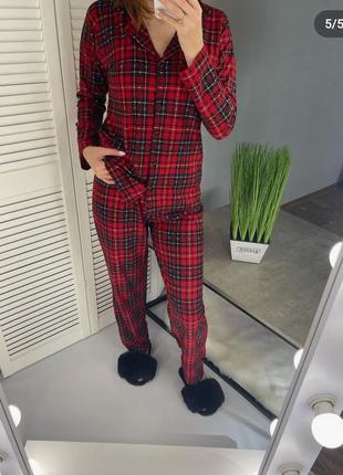 Пижама на пуговицах пижама в клетку трендовая пижама рубашка штаны пижама на подарок новогодняя пижама