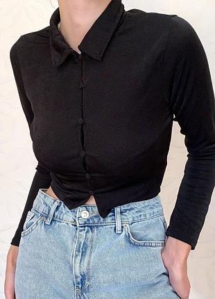 Черная рубашка h&m