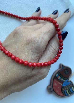 Колье чокер украшение коралл серебро