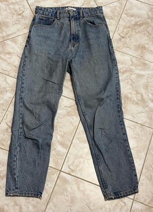Женские джинсы мом голубого цвета zara1 фото