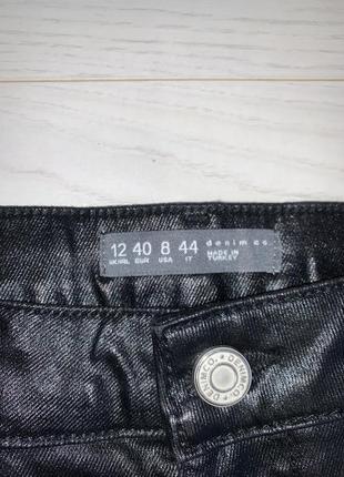 Чорні шкіряні штани еко-шкіра з високою посадкою denim 12 40 m2 фото