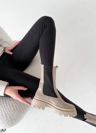 Шикарные женские демисезонные высокие ботинки челси, натуральная кожа10 фото