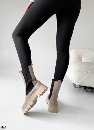Шикарные женские демисезонные высокие ботинки челси, натуральная кожа7 фото