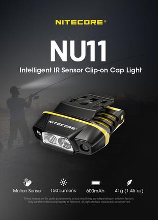Налобный фонарь с клипсой на кепке и датчиком движения nitecore nu112 фото