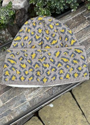 Німеччина стильна шерстяна merino wool шапка біні леопардовий принт м’яка жіноча9 фото