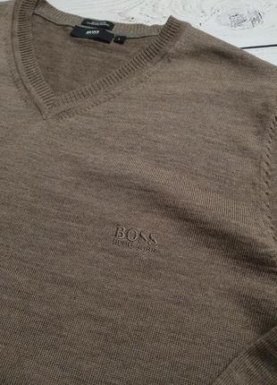 Мужской шерстяной пуловер hugo boss / легкий свитер хуго босс шерсть7 фото