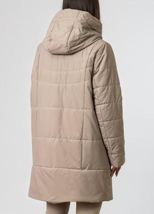 Куртка женская демисезонная бежевая длинная к687-а3 фото
