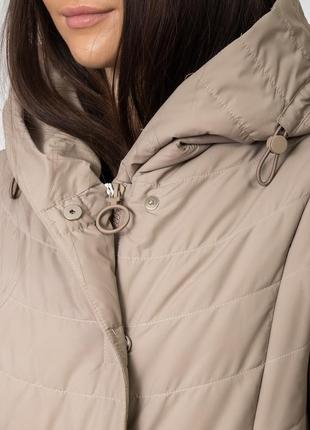 Куртка женская демисезонная бежевая длинная к687-а4 фото