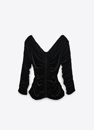 Велюрова оксамитова кофта топ тепла чорна zara