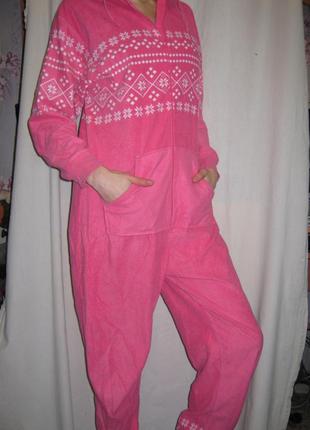 Пижама кигуруми love to lounge женская б/у розовая на флисе размер s