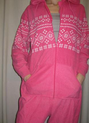Пижама кигуруми love to lounge женская б/у розовая на флисе размер s8 фото